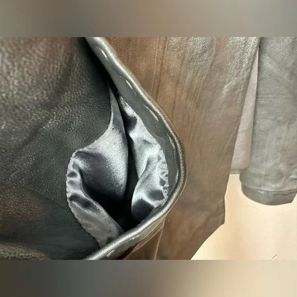 Chico’s Silver Shimmer Leather Collared Short Peacoat Jacket Coat Size 2 - Picture 9 of 9